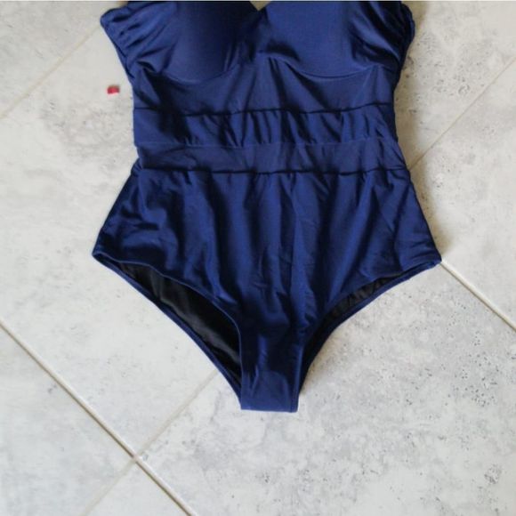 Solid Black Mesh Plus Size Swimwear Women One Piec - Picture 5 of 5